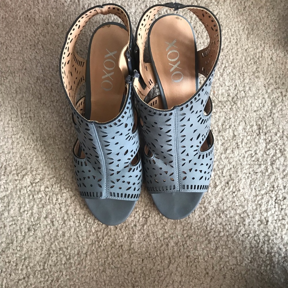 gray sandal wedge worn once inside.